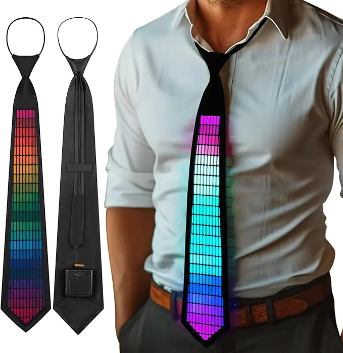 Lumhew Led tie Led necktie necktie Sound activated Light Up Tie With Follow Music Flash Novelty Shining Ties For Men,Women DJ,Parties,Bars and Mardi Gra Party