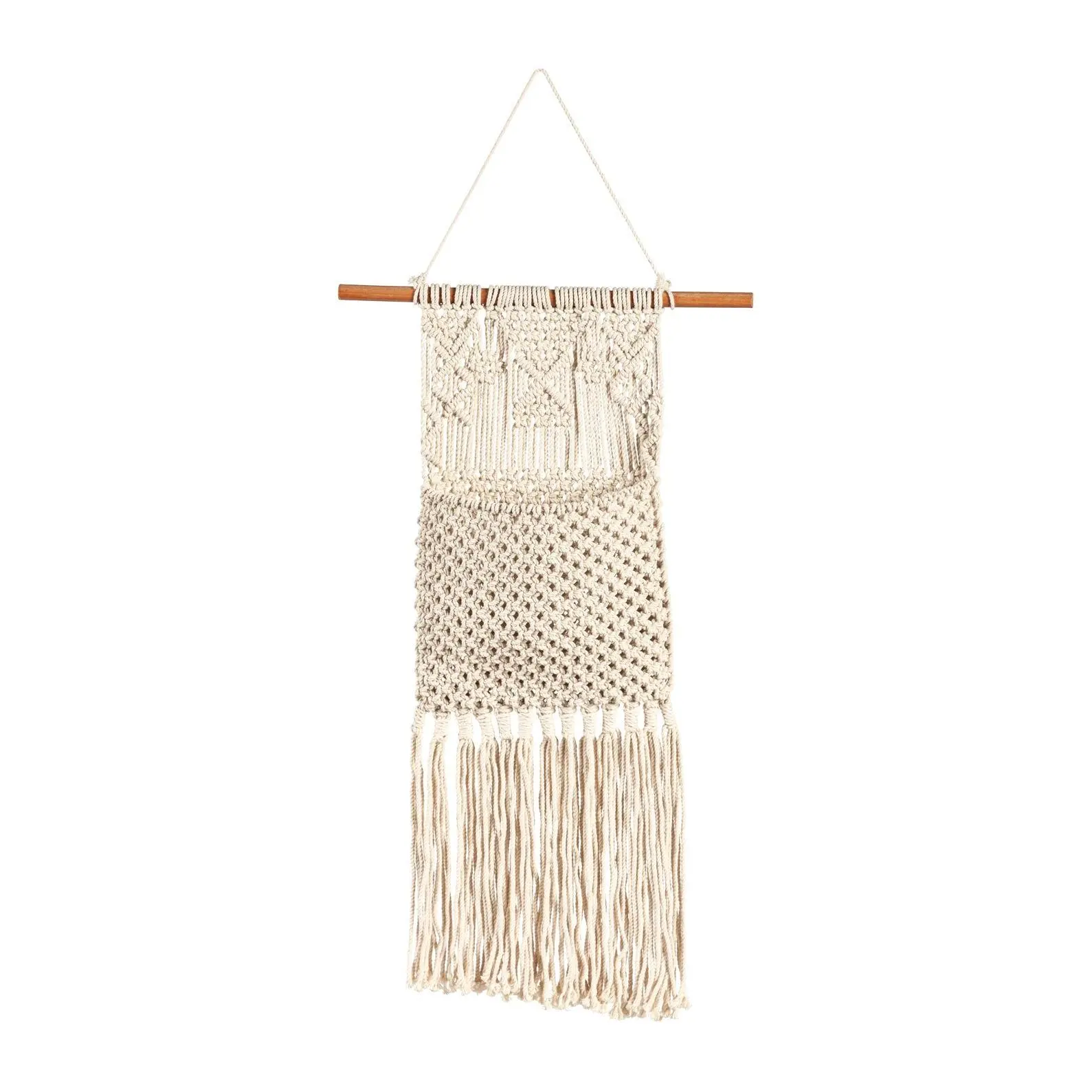 Evergreen Macrame Wall Pocket Plant Cover, Natural