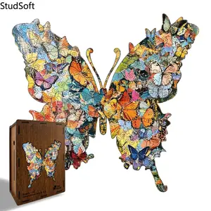 New Butterfly Puzzle — Wooden Irregular-Shaped Jigsaw Toy, Decorative Art Gift, Stress-Relieving Puzzle