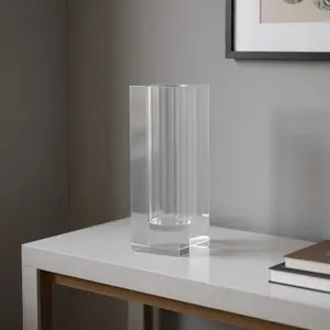 360 stand 9.8 in Transparent Square Glass Table Vase - Decorative Vase, Watertight Contemporary Modern Home Decor Centerpiece, Ideal for Flowers, Perfect Gift Option