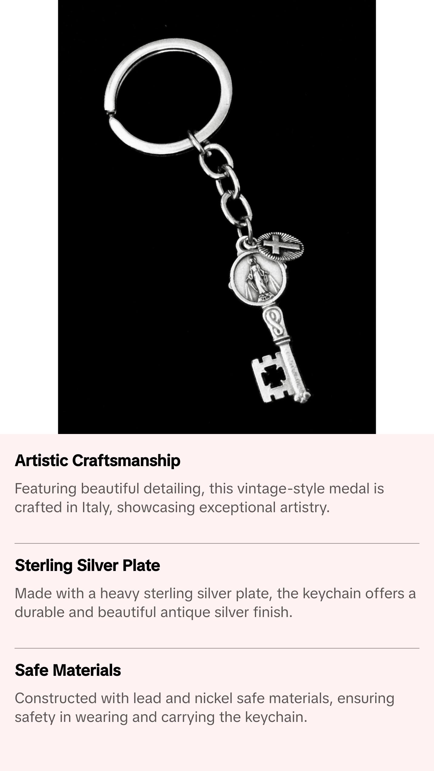Blessed Virgin Mary Chain FOB  Medal Silver Key Ring Gift Inspirational Jewelry Miraculous Mary cute keychain
