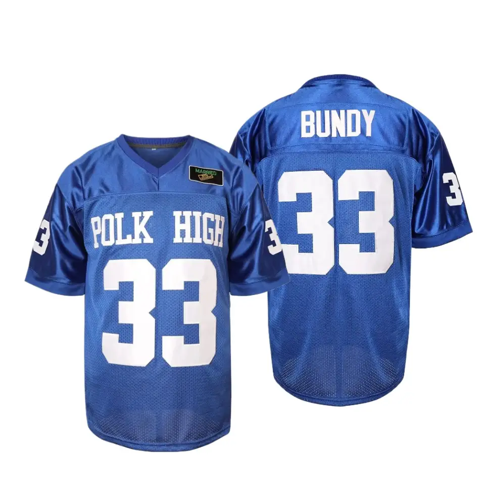 【FallFreshness】Sports 33 AL Bundy Jersey,Polk High Football Jerseys,Blue White Sports Shirt Men's 90S Hip Hop Clothing Party S-XXXL compression shirt