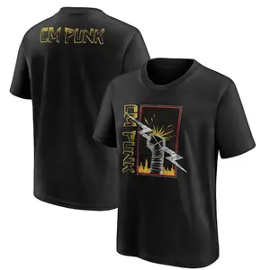 WWE CM Punk Chicago Fist 2-Sided T-Shirt, Black Wrestling Graphic Tee, Retro Fan Shirt, Casual Menswear Top, Men's Summer Clothes, 90s Clothes, Graphic Tees