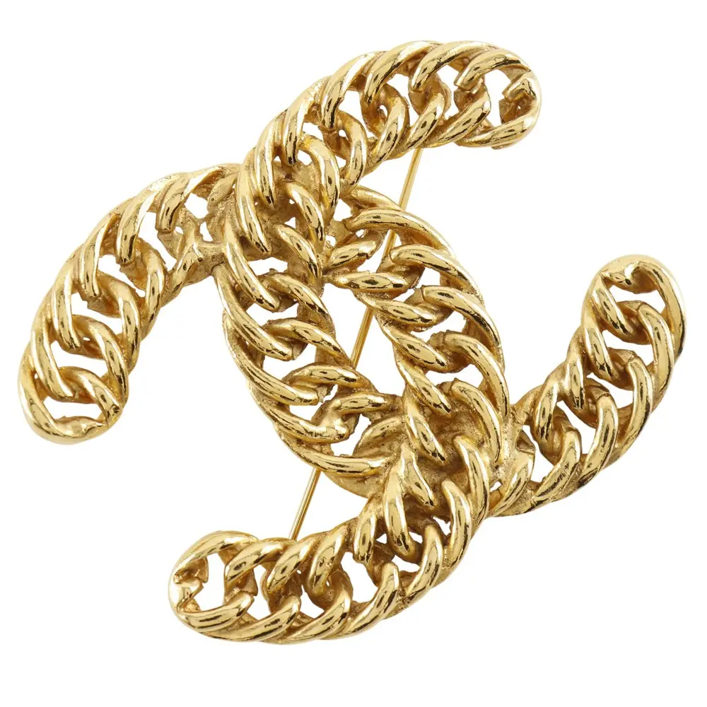 Pre-owned CHANEL Brass Small Leather Goods Coco Mark Brooch Brooch