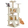 Sweetcrispy 54in Tall Cat Tree Tower for Indoor Cats - Space-Saver Vertical Scratcher with Anti-Tilt Base, Natural Sisal for Claws, Multi-Level Play Area, Stable Pet Furniture, Large Condo, Climbing Ladder, Plush Toy