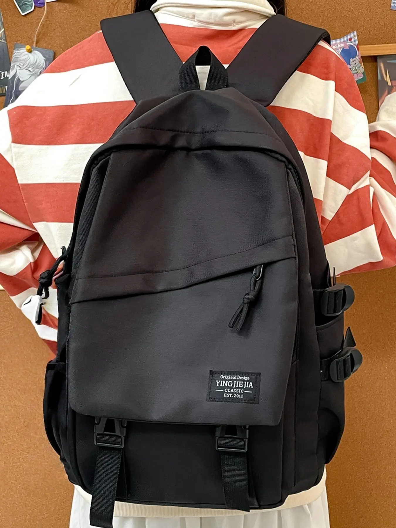 Unisex Waterproof Durable Backpack, Casual Solid Pattern, Large Capacity Travel Bag, Lightweight for All Seasons, Ideal for Students & Outdoor Activities, Waterproof Nylon Backpack