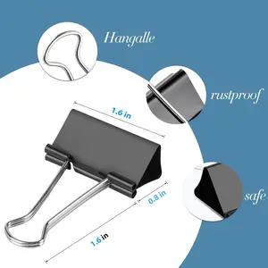 60 Pack 1.6 Inch Large Black Binder Clips - Big Paper Clamps for Office School Home Paperwork Supplies