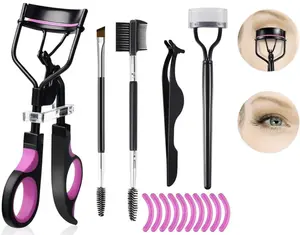 Lashes Curler Kit, Eyelash Curler & Eyebrow Brush & Tweezers & Silicone Pad for Lash Clusters, Effortlessly Creates Curled Eyelashes, Ideal for Daily Makeup & Beauty Routine