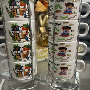 DR Mini Mug Set of 4 - Unique Design with Cultural Icons - Perfect for Your Collection