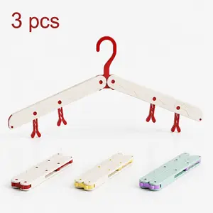 3 PCS Foldable Travel Clothes Hangers, No Mark Space-Saving Portable Non-Scratch Laundry Hanger for Vacation & Closet Storage Hacks Hanging Organiser Tool