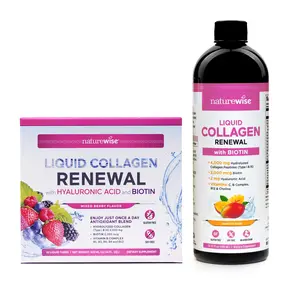 NatureWise Liquid Collagen Renewal - Hydrolyzed Liquid Collagen for Women & Men 4000mg - High Absorption Liquid Collagen Drink - Type 1 & 3 Peptides + Biotin + Vitamin C + Vitamin B Complex & Hyaluronic Acid - Mixed Berry/Mango Flavor - Beauty Supplement