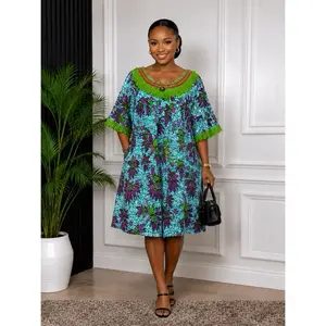 Ankara Dress for Women, African Print, Casual Loose-Fit Maxi Dress