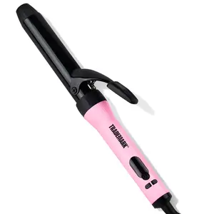 1.25 Inch Curling Iron + Handle Interchangeable Hair Iron Mood by Trademark Beauty Ceramic Barrels Glamour Waves Hair Tools  Pink & Black