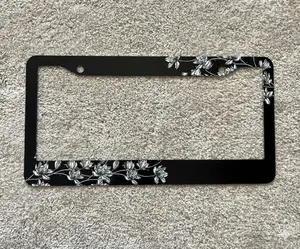 black and white flower license plate frame cute flower black license plate frame with flowers cute license plate magnolia