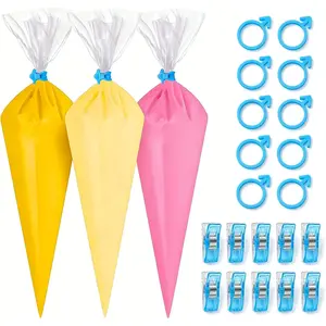 100 count  Tipless Piping Bags,24 Inch Big Disposable Pastry Bags with 10 Pastry Bag Ties,10 Clips Cake Decorating Bags for Decorating Cupcakes Cakes Cookies