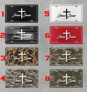 Jesus Saves License Plate – Christian Cross Auto Tag, Camo & Color Options