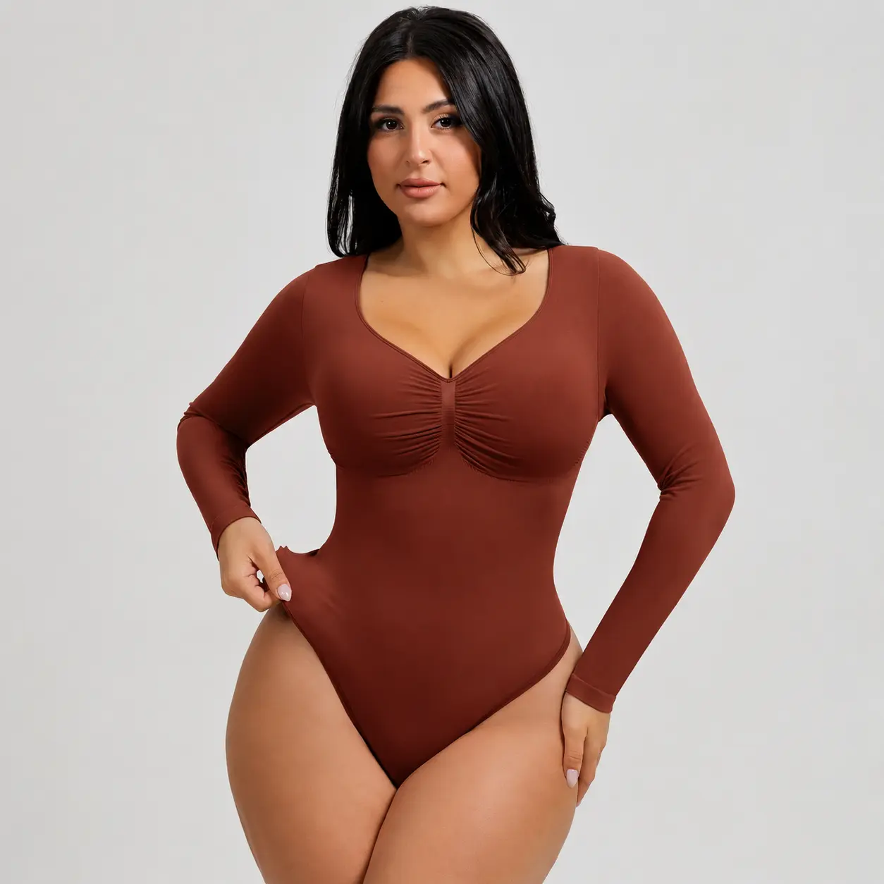 FeelinGirl #livestream Long Sleeve Thong Bodysuit  for Tummy Control Womenswear Seamless