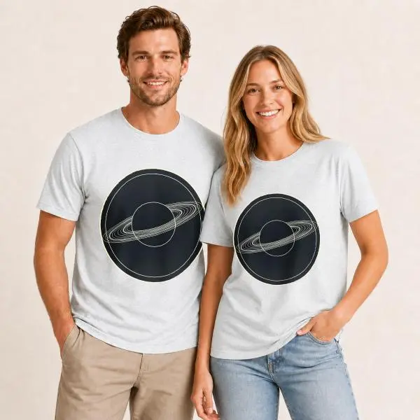CARPESUN Women's Short Sleeve T-Shirt - Minimalist Astronomy Style, Vintage Saturn Graphic Planet Print, Soft Cotton Blend Premium Texture, Classic Cut Unisex Casual Wear, Single Piece Pack