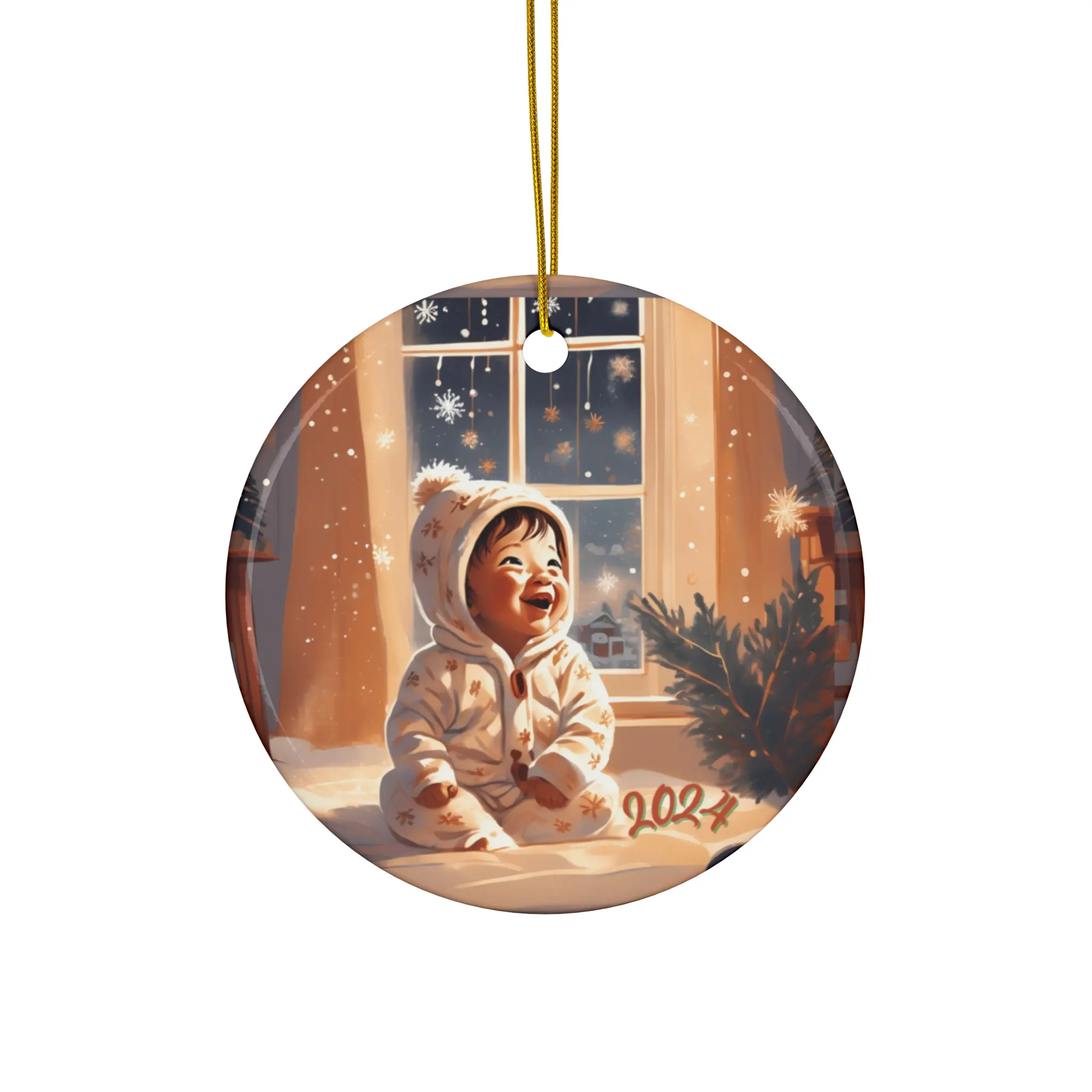 Ceramic Ornament, Baby's First Christmas 2024, Holiday Keepsake, Christmas Decoration, Baby Gift, Personalized Christmas Ornament, Family