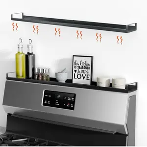 Strong Magnetic Shelf for Stove Top, 30" Adjustable Stove Top Shelf, Oven Shelf Spice Rack Over the Stove, Seasoning Organizer Kitchen Shelves, Matte Black