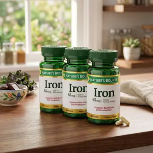 Nature’s Bounty Iron Supplement 65 mg Ferrous Sulfate for Cellular Energy and Red Blood Cell Support, Daily Iron Formula, High Potency Gluten Free Vegetarian Made in USA