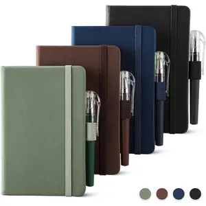 4 Pack Pocket Small Notebook, A6 Mini Leather Hardcover Journal, 3.7" X 5.7", 416 Pages Note Pads, Available in Black, Green, Brown, Blue