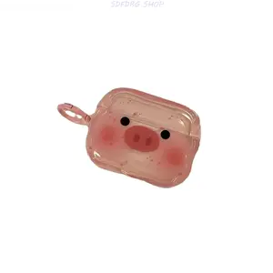 Cute Blush Pig Ink Splash Earbuds Case Cover – Soft Silicone Shockproof Anti-Scratch Protective Case, Kawaii Gift Accessory, Compatible with AirPods 1/2/3, Lightweight for Daily Carry, Travel, or Gift