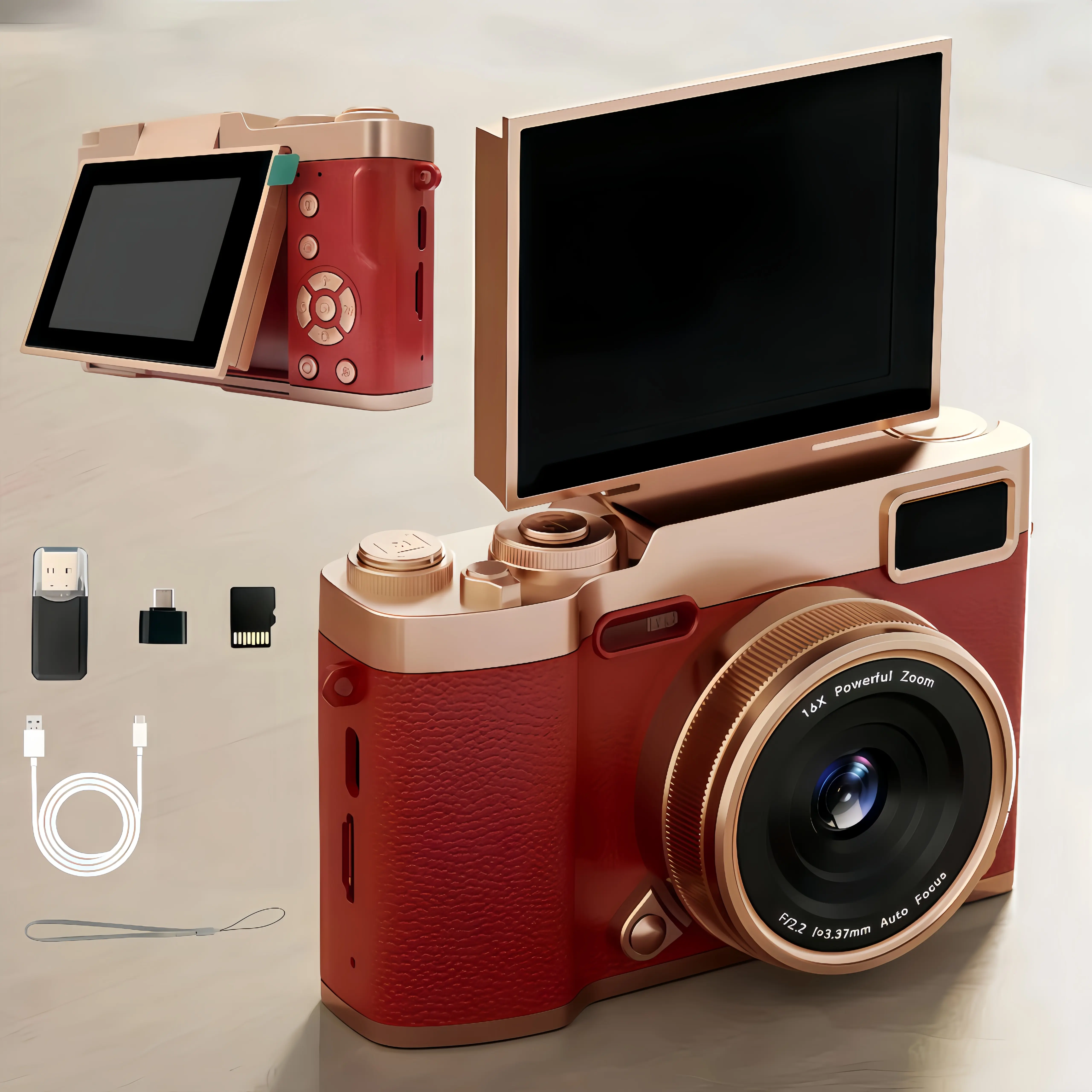 Flip Screen Retro Camera for Teens, Cute Pocket Digital Camera with Filters, Compact Portable Camera, Y2K Vintage Student Camera, Entry-Level Digital Camera with Memory Card, Beginner Digital Camera, Perfect Gift for Christmas, Back to School & New Year