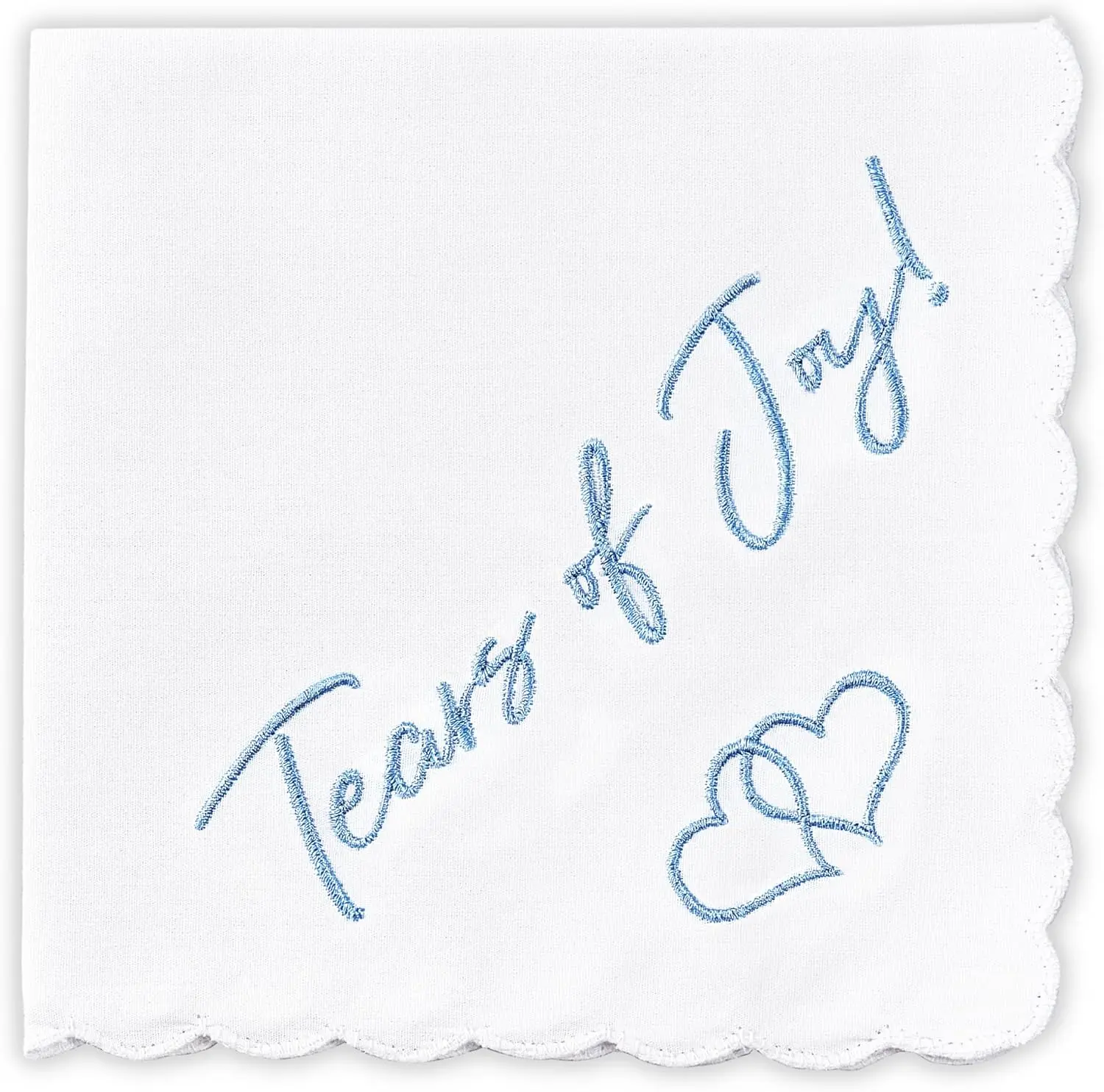 Disposable Embroidery Synthetic Handkerchiefs - 12" x 12", Scalloped Edges, Cute Flat Envelope Packaging, Durable, Unisex - Something Blue for Brides, Father of the Groom - Anniversary Festive Supplies