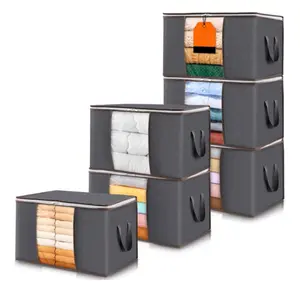 Lifewit Clothes Storage Bins with Lids – 6 Pack Foldable Storage Bags with Zipper, Clear Window & Reinforced Handles for Closet Organization