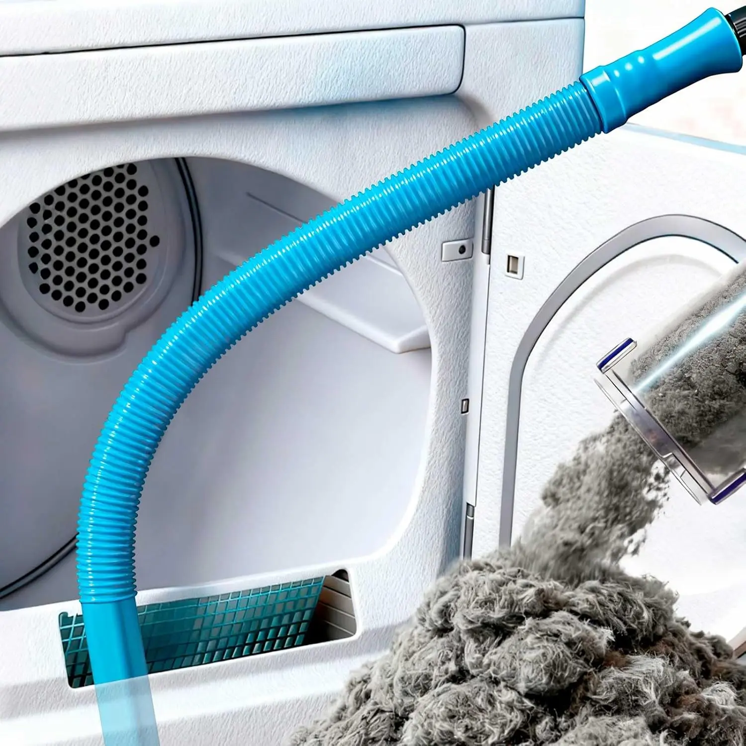 Dryer Lint Vacuum Attachment Duster Kit - Flexible Hose for Deep Vent & Trap Cleaning, Lint Collector Duster Head, Home Care Supply, Dryer Lint Vacuum Attachment Dusters/Duster Heads, Lint Collector Dusters/Duster Heads