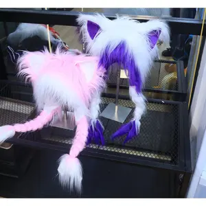 Subculture Fur Fursuit Cat Ears Hat Y2K Cool Plush Warm Headpiece Fluffy Spicy Girl Headwear Halloween Cosplay Costume Props