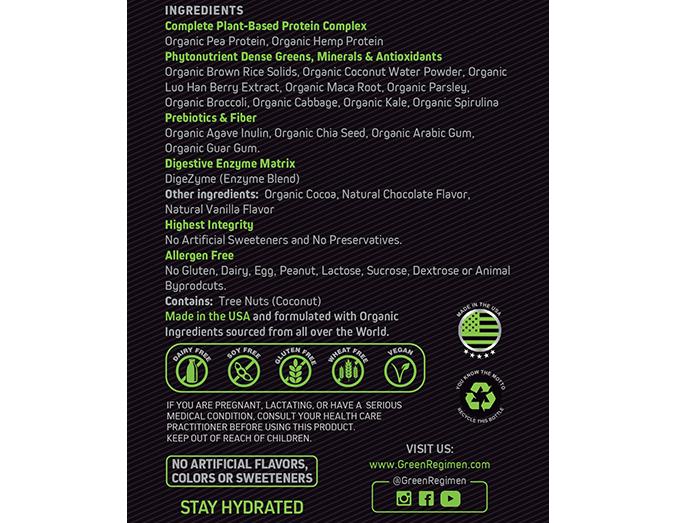 Green Regimen - Elite Plant-Based Protein Powder - 25g Complete Pea & Plant-based Protein Complex, Meal Replacement High-Protein Vegan Shake, NonGMO, Gluten-Free, Dairy-Free, Low Carb - (Chocolate - 1 Month Supply)