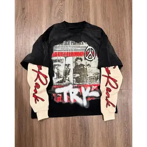 High street clothing, Harajuku letter pattern, oversized T-shirt for men, fashionable casual vacation two-piece top, men's T-shirt