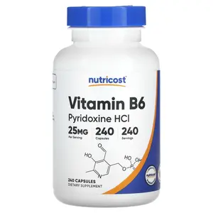Nutricost Vitamin B6, Pyridoxine HCl, 25 mg, 240 Capsules Nutricost Vitamin B6, Pyridoxine HCl, 25 mg, 240 Capsules