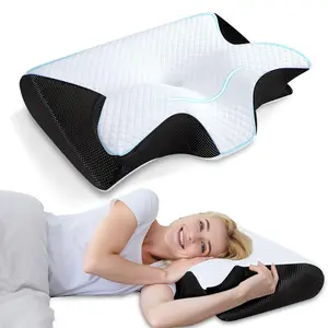 Ergonomic Orthopedic Memory Foam Soft Neck Pillow, 1 Count Comfortable Neck Support Pillow, Neck Rest Cushion for Sleeping, Sleep Pillow, Supportive Memory Foam