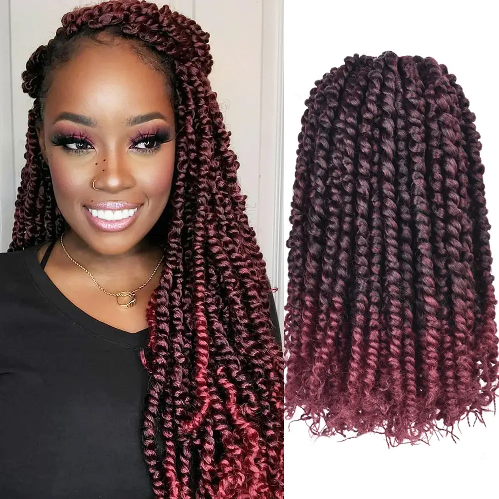 18 Inch Synthetic Passion Twists Crochet Hair 12Roots/Lot Pre-Looped and Pre-Twisted Crochet Braid Hair Extensions for Women NONE