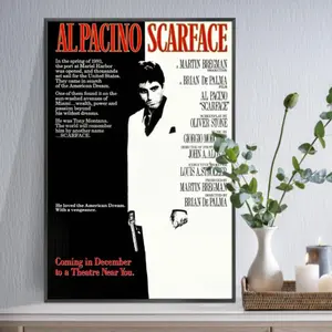 Al Pacino "Scarface" Movie Poster |   Framed Canvas Wall Art |   Modern Fashion Print for Living Room, Bedroom, Hallway & Office Decor