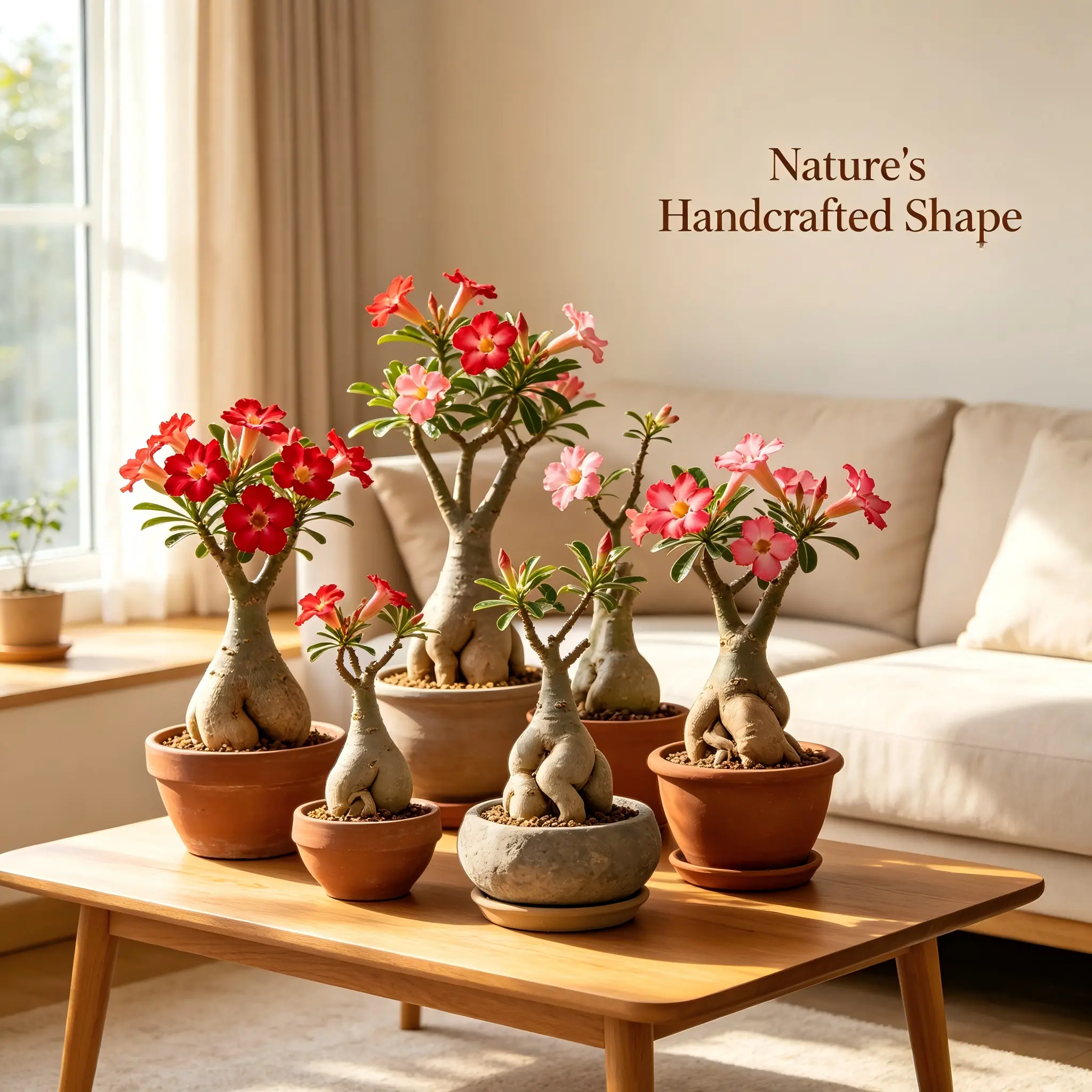Desert Rose Plant | Adenium Obesum Caudex Succulent | Color Surprise Flowering Plant for Home Garden Patio Decor | Easy Care Indoor Outdoor Plant Gift