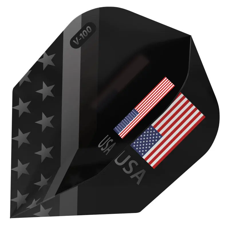 V-100 Durable Thick Dart Flights, Patriotic Standard American Flag Design, Customizable Monochrome USA Darts Accessory, Customization