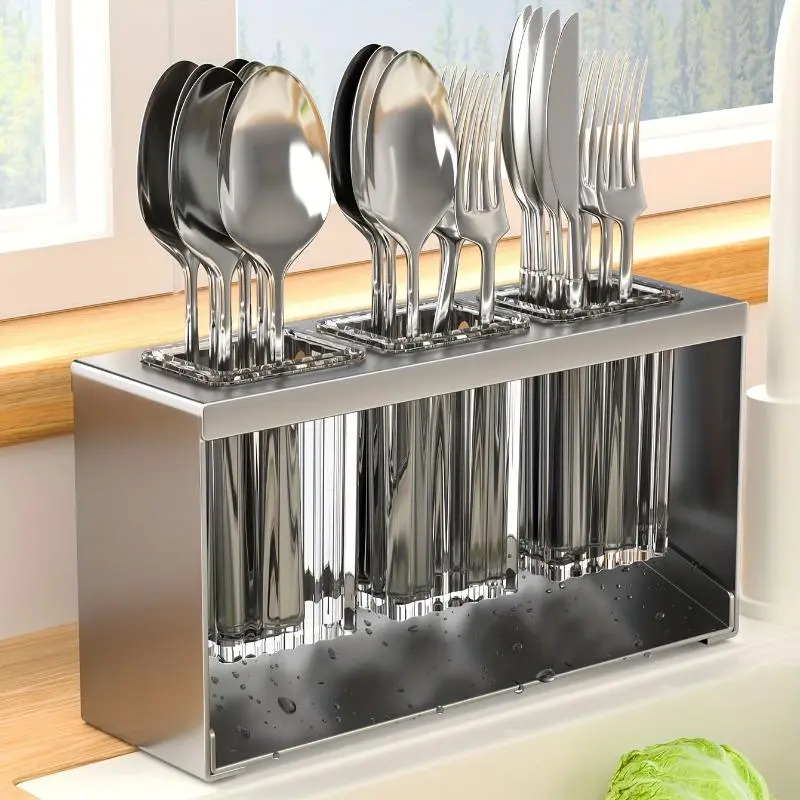 1-piece multi-functional drying rack, household chopstick holder, kitchen utensil storage rack, knife, fork, and spoon storage rack, Dish drying organiser, Dish Drainer