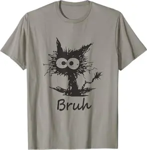 Bruh Black Cat Lover Kids Mens & Womens T-Shirt