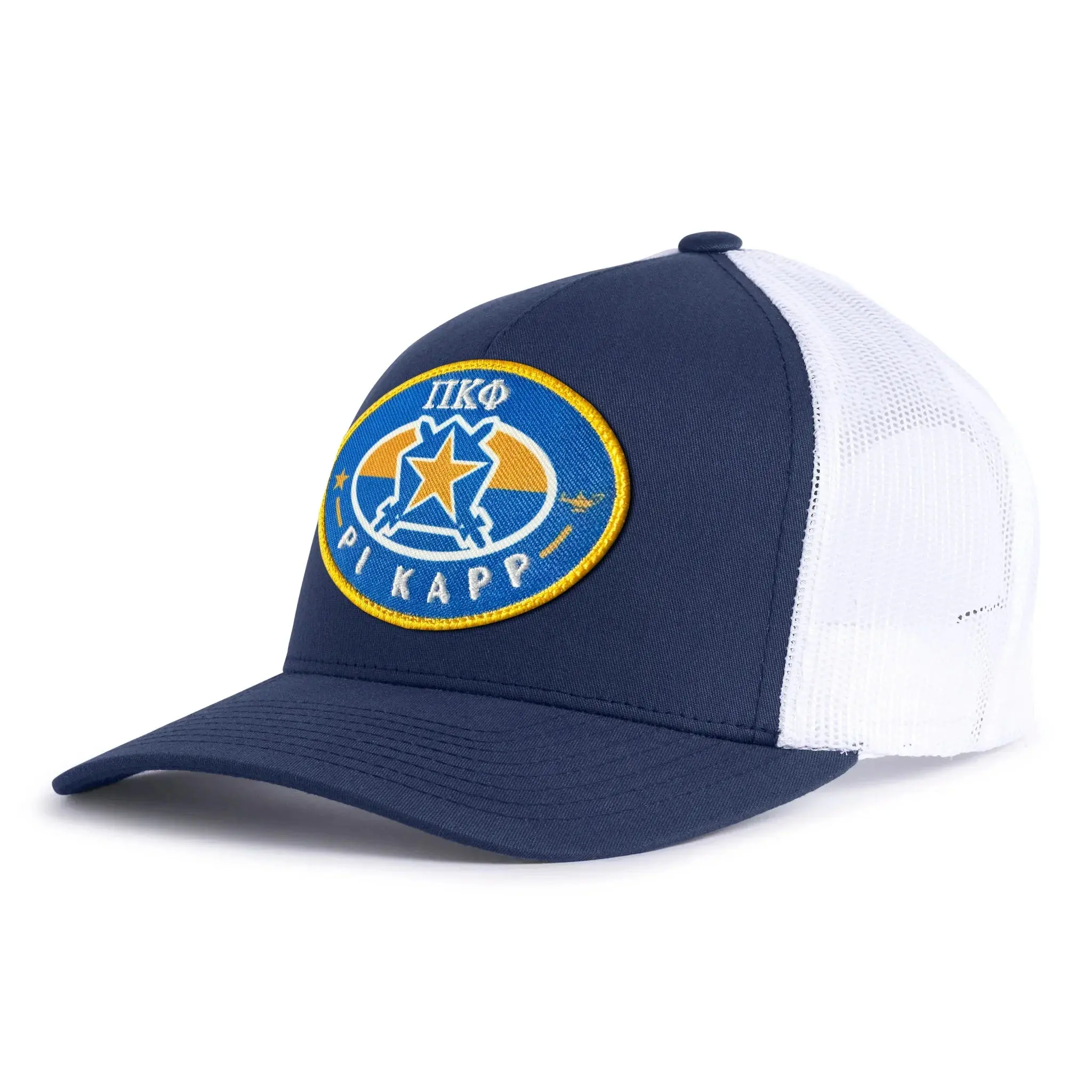 PI KAPPA PHI 5-Panel Curved Bill Trucker Snapback Hat with Mesh Back