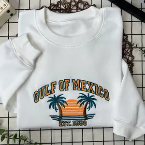 Gulf of Mexico 1550 Embroidered Sweatshirt, Embroidery American Gulf of Mexico Hoodie, Mexico Support Crewneck For Men Women, Map Lover