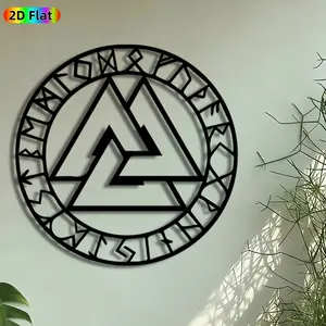 1pc Valknut Symbol Metal Wall Art, Norse Viking Valknut Statue Mural, Intricate Craftsmanship, Artistic Metalwork, Perfect for Fathers Day, Housewarming Decor, Perfect for Living Room Office Studio Decor, Ideal Gift for Norse Mythology Enthusiasts.