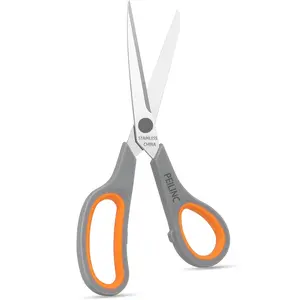 Scissors , Premium Stainless Steel Razor Blades, Ergonomic Semi-Soft Rubber Grip, Suitable forOffice Desk Accessories Sewing Fabric Home Craft Teacher School Supplies, Right/Left Handed， 8.4'', Grayish orange, Cutting Supplies