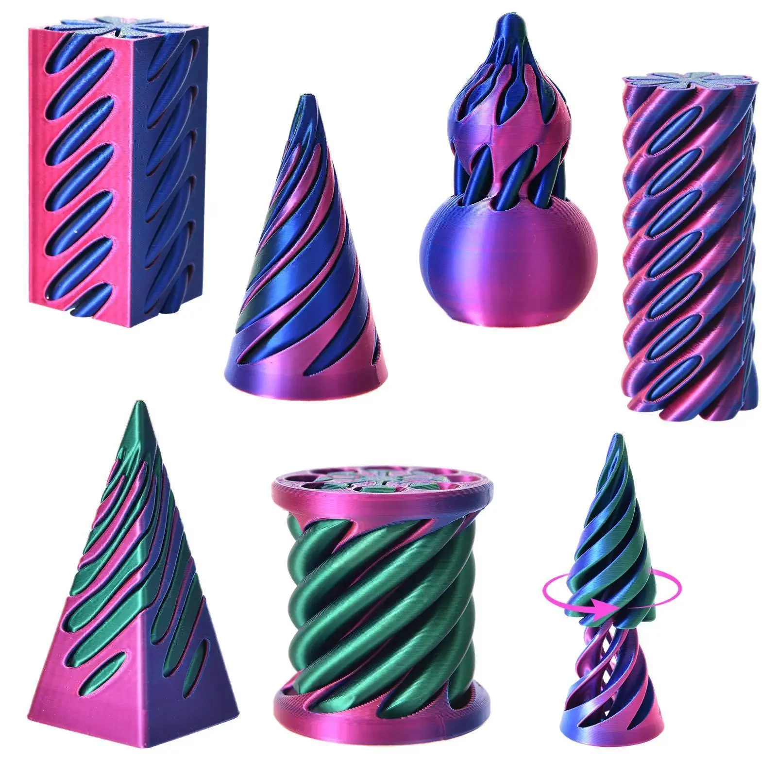 6pcs/Set Plastic Optical Illusion Geometric Spiral Cone & Impossible Pyramid 3D Printed Unisex Fidget Toys, Compact with Comfortable Grip, Classical Stress Relief Toys for Adults/Kids Anxiety Relaxation
