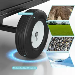 Heavy Duty 750 lbs Steel Dump Cart – 17 Cu.Ft Tow Behind Utility Trailer for Lawn Mower & Garden Tractor, Removable Sides, Collapsible Mesh Fence, Pneumatic Tires – Ideal for Firewood & Landscaping