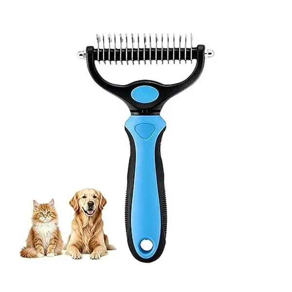 Dematting Comb for Dogs and Cats, Undercoat Rake Pet Brush for Long Hair, Deshedding Dog Brush Removes Tangles Knots and Loose Fur, Grooming Tool for Thick Coats