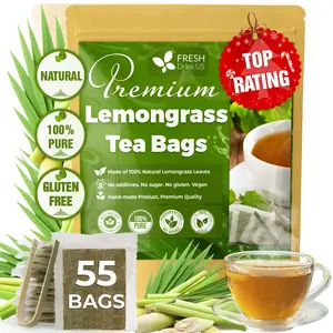 FreshDrinkUS Lemongrass Herbal Tea Bags, 55 Count, 100% Natural & Pure Lemongrass leaves, Lemongrass Herbal Tea. Lemongrass Leaf Tea, No Sugar, No Caffeine, No Gluten, Vegan, Eco-Friendly - Beverage